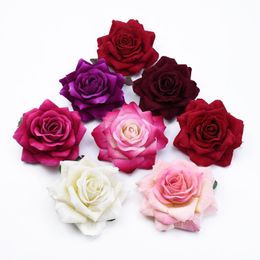 Decorative Flowers & Wreaths 10CM Artificial Flower Big Roses Home Decoration Christmas Wedding Bridal Accessories ClearanceDecorative
