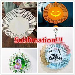 UPS Blanks Sublimation Wind Spinner 10 INCH Sublimat Metal Painting Metal Ornament Double Sides Sublimated Blanks DIY Christmas Party Gifts Halloween Decoration