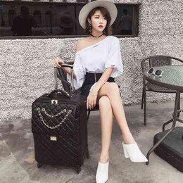 Travel tale fashion size PU High quality Rolling Luggage Spinner brand Suitcase J220707