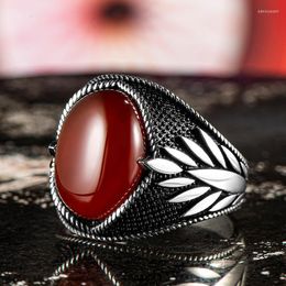 Cluster Rings Red Agate Stone Ring Silver Men 925 Sterling Made In Turkey Edwi22