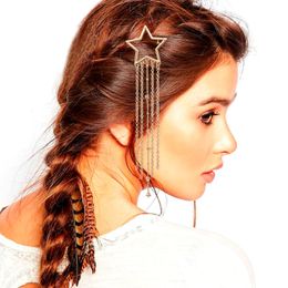 Hair Clips & Barrettes Bridal Shooting Star Tassel Chain French Updo Head Clip Dress Snap Pin Grip Fork PeloWedding Jewellery Women