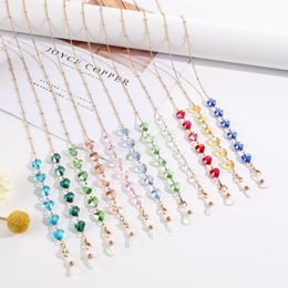 Candy Colour Crystal Heart Beaded Glasses Chains Lanyard Eyeglasses Holder Eyeglass Rope Sunglasses Cord Neck Strap Gift for Women