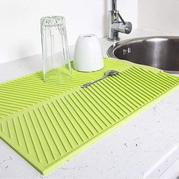 Drain Mat Kitchen Silicone Dish Drainer s Large Sink Drying Worktop Organizer for Dishes Tableware 220610