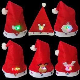 LED Flashing gift Cartoon Christmas Decoration Supplies Adult Children Glowing Decal Hats Hats with Lights Red