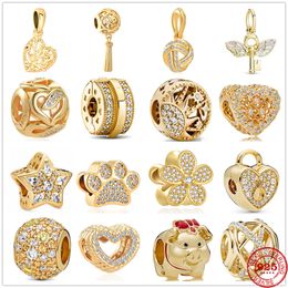 925 Sterling Silver Dangle Charm Shine Stylish Wish Clip Flower Beads Bead Fit Pandora Charms Bracelet DIY Jewellery Accessories