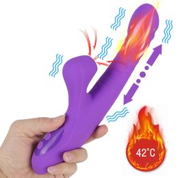 24cm Heated Dildo Stretching Vibrator For Women Clitoris Sucker Vaginal Anal Plug Female Masturbator sexy Toy Erotic Product Shop