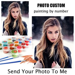 HUACAN Personality Po Customised DIY Painting By Numbers Picture Drawing 243648 Colours Acrylic For Adult Frameless 220623