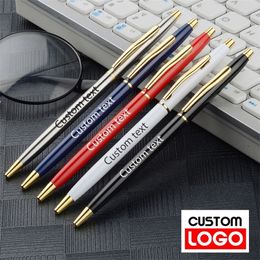 Business Metal Ballpoint Pen el Advertising Gift Gel Pen Lettering Engraved Name Customised Student Stationery Wholesale 220712