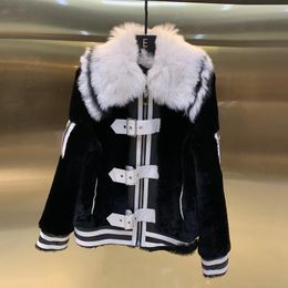Women's Fur & Faux Loose Leather Jackets For Women Winter Genuine Sheepskin And Sheep Coats With Real Lamb CollarWomen's
