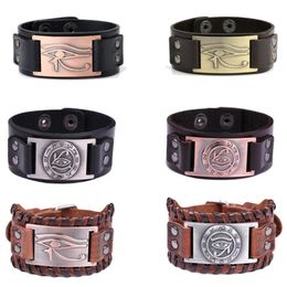 Bangle Luxury Leather Vintage Bracelet Men Eye Of Horus Lady Male Adjustable Wristband Amulet Black Brown Jewelry Bracelets Couple GiftBangl