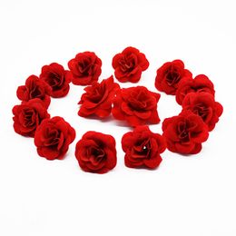 20 Pieces 3.5cm 5cm Red roses Artificial flower Home decoration accessories Wedding Diy Wrist Headdress Festival supplies
