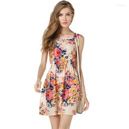 Casual Dresses Women Summer Beach Dress 2022 Sexy Chiffon Florals Print Short Boho Female Party Girls Plus Size 2XL FemmeCasual