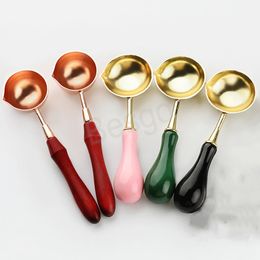 Aromatherapy Candle Fire Paint Scoop Stamp Envelope Seal Tool Metal Scoops Paraffin Melter Document Seals Tools Sundries BH6395 WLY