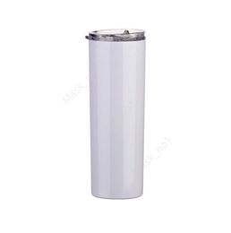 20oz sublimation straight tumblers with straw and lid blanks white Stainless Steel Vacuum Insulated tapered Slim DIY 20 oz Cup Car Coffee Sea Shipping 300lots DAM471