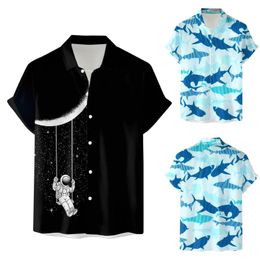 Men's Casual Shirts Mens Club Button Down Men Short Sleeve Spring Summer Printed Fashion Top Blouse Brown Inner Shirt MenMen's