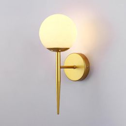Wall Lamp Modern Style LED Lamps Nordic Glass Ball Lights For Stairs Corridor Bedroom Bedside E27 Indoor SconcesWall