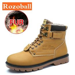 Classic Leather Men Boots Winter Plush Fur Super Warm Snow Boots Men Casual Shoes Sneakers High Top Waterproof Ankle Boots Men 201204