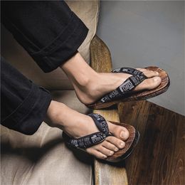 Clogs Men's Slippers Japanese Style Wooden Shoes Handmade Chinese Style Wooden Slippers Home Summer Sandals Flip Flop 220425