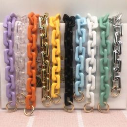 fashion thick chains Colourful big strap candy acrylic chain for women bags big handle shoulder crossbody straps bag decoration 210302