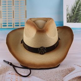 Berets Retro Big Brim Straw Hat Pa-pyrus Cowboy Outdoor Trend Casual Hipster Sun ProtectionBerets