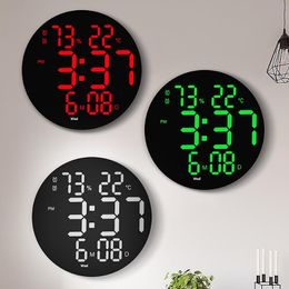 Wall Clocks Inch Led Electronic Round 3D Large Clock Digital Temperature Humidity Date Display Alarm Modern Home DecorationWall ClocksWall