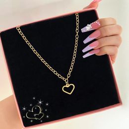 Pendant Necklaces Gold Silver Colour Metal Necklace For Women Girls Heart Lover Simple Chain 2022 Trend Fashion JewelryPendant
