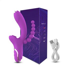 3 in 1 Clitoris Sucker Dildo Vibrator Female for Women G Spot Tongue Licking Clit Vacuum Stimulator Anal sexy Toys Adults