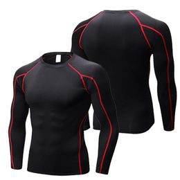 Men's T-Shirts Wholesale Stretch Quick-drying Long-sleeved Compression Tight Fitness Men's Mma Bjj Rash Guard Running ShirtsMen's