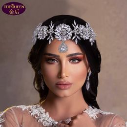 Forehead 3D Flower Wedding Tiara Baroque Crystal Bridal Headwear Crown Rhinestone with Wedding Jewellery Hair Accessories Diamond Bridal Crowns Headpieces