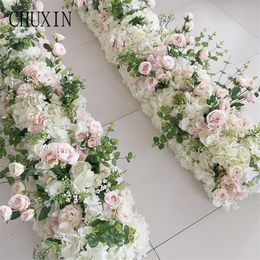 wedding road lead rose flower row sign in stage guide artificial home holiday celebration decoration Y200104