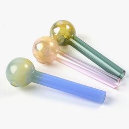 Random Colors Pyrex Glass Oil Burner Mini Pipe Smoking Accessories 10cm Length Pipe For Tobacco Dry Herb 2.7cm Width Wholesale SW128
