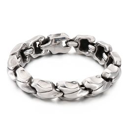 15mm 8.26 Inch Heavy Silver Casting Stainless Steel Dragon Bone Link Chain Bracelet Bangle High Polished Mens Gifts