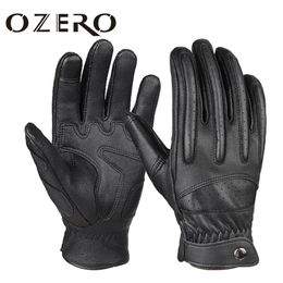 OZERO Mens Touch Screen Leather Motorcycle Glove Outdoor sport Full Finger Cycling Mountain Bicycle Guantes Moto Gloves 220622