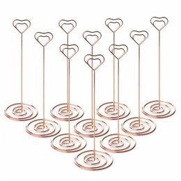 10pcs Table Place Card Holder Table Number Holders Stands Heart Shape Po Picture Memo Clips for Wedding Party Decorations 201130