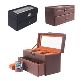 Watch Boxes & Cases Slot Leather Box Jewelry Display Drawer Showcase With LidWatch