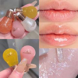 Lip Gloss Cappuvini Cute Bulb Oil Lips Plumping Liquid Lipgloss Light Shining Glitter Lipstick Makeup Shimmer Pink Clear TintLip