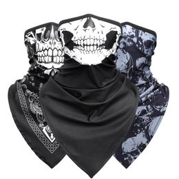 Bandanas Breathable Sport Skull Face Bandana Half Printed Mask Ski Reusable Tube Scarf Fishing Hiking Running Neck Gaiter Cover Men Women