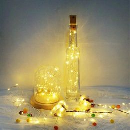 led String Wine Bottle with Cork Lights Battery for Party Wedding Christmas Halloween 10Pack Included Batteries Y201006