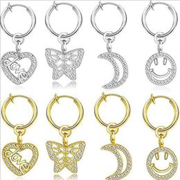 free navel rings UK - Stud Butterfly Moon Love Navel Ring Free Piercing Button Earring Body Jewelry 4PC SetStud Effi22