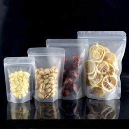 100pcs Plastic Matte Food Packaging Bag Resealable Thick Stand up Wedding Party Birthday Coffee Snack Candy Cereals Frosted Gift Storage Zipper Pouches