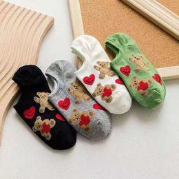 Socks & Hosiery Pairs Of Ladies Cartoon Silicone Non-slip Breathable Invisible Pure Cotton Ankle Boots Women Soft Slippers SocksSocks