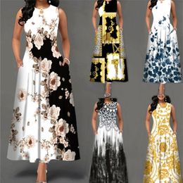Women Loose Floral Vintage Hole Ruffles Befree Dress Large Big Summer Camis Party Elegant Maxi Dresses Plus Sizes 220611
