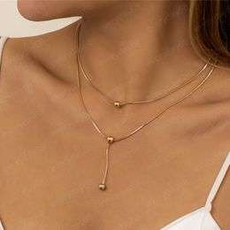 Temperament Snake Bone Thin Chain Necklace for Women Collar Vintage Ball Pendant Choker Necklace Jewelry Accessories