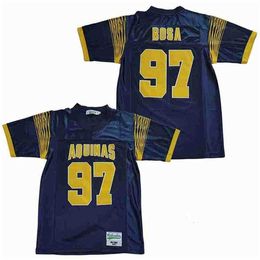 Chen37 High School Football 97 Nick Bosa St Thomas Aquinas Jersey Men Stitched And Embroidery Team Away Navy Blue Breathable Pure Cotton Quality