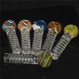 Glass Smoking Hand Spoon Pipe Multi-Colors Pyrex Oil Burner Pipes Tobacco Dry Herb For Silicone Bong Bubbler