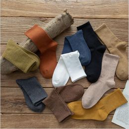 Men's Socks Men's Spring And Summer Warm Combed Cotton Korean Style Pure Color Wild High Elastic Long SocksMen's