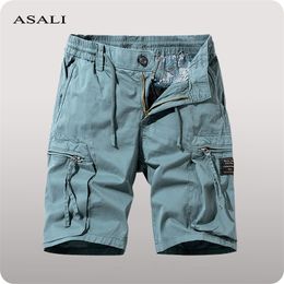 Multi pocket Cargo Shorts for Men Summer Casual Cotton Short Pants Streetwear Hip Hop Sports s Brand 220715