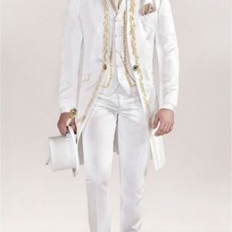 -Vintage WhiteBlack Prince Style Groomsmen Anzüge Stand Halsbräuel