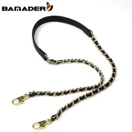 New Replacement Bag Strap With Copper Chain Wear Leather Strips High Quality Pure Copper Metal Bag Chain Ladies Shoulder Strap 210302