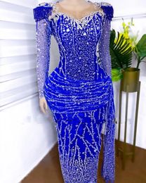 Beading Mermaid Evening Dresses For Women Party Sequin Long Sleeves Prom Gowns Vestidos De Noche